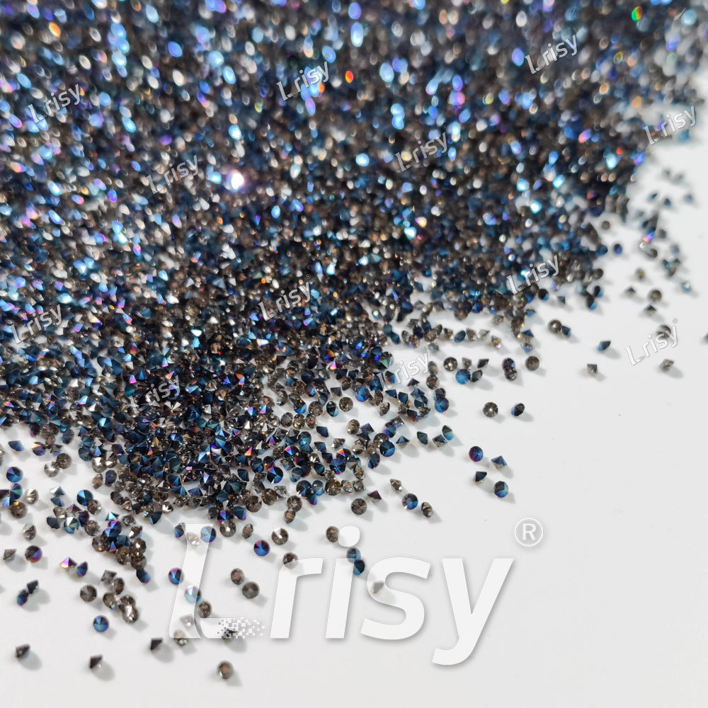 0.8-1mm Antique Blue Pointed Back Rhinestones PRS709