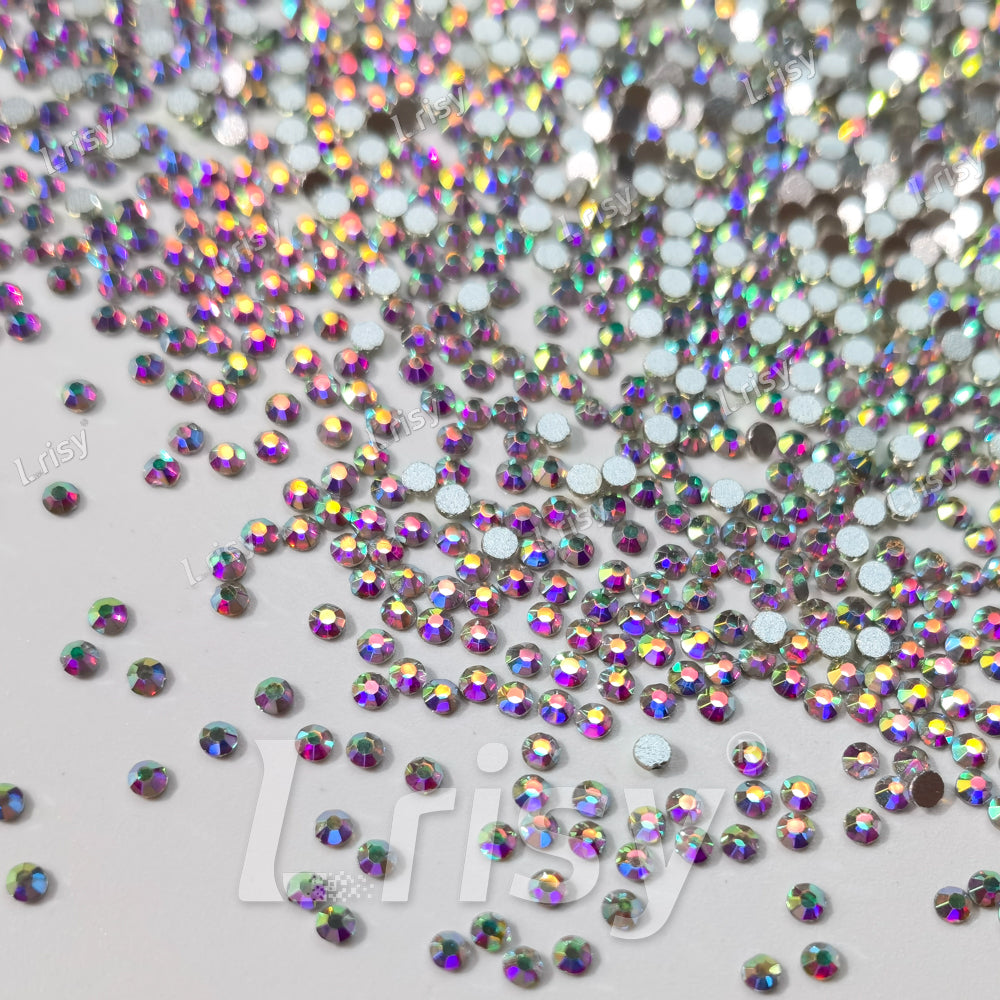 1.9-2.1mm Crystal Iridescent White Flat back Rhinestones FBRS031