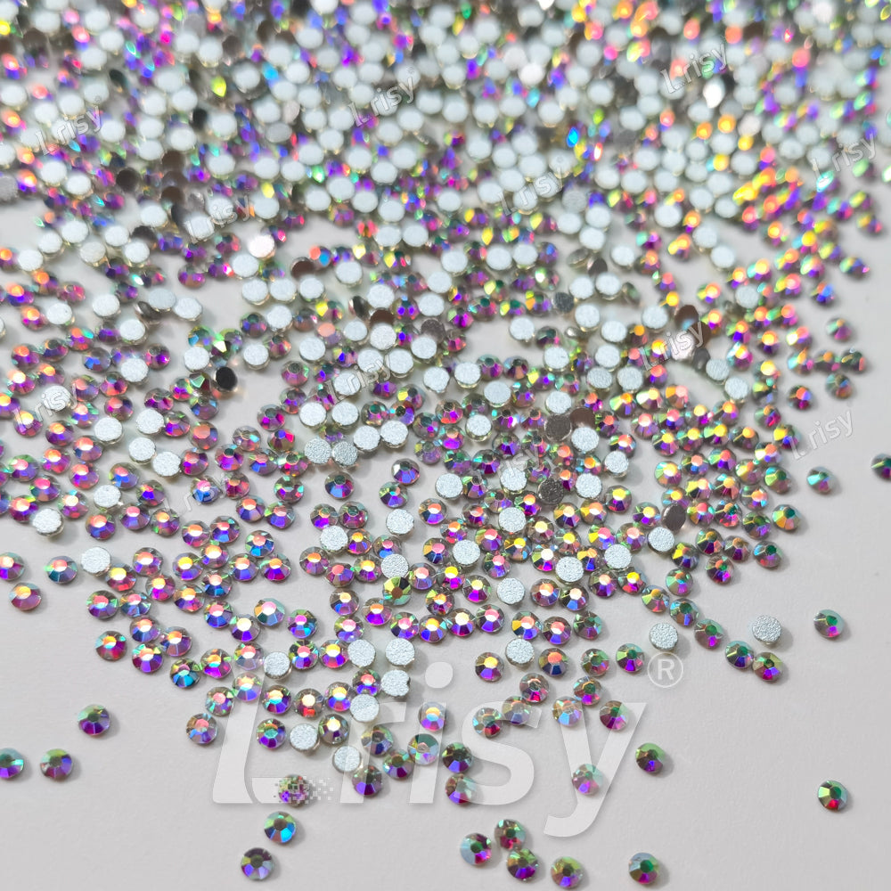 1.9-2.1mm Crystal Iridescent White Flat back Rhinestones FBRS031