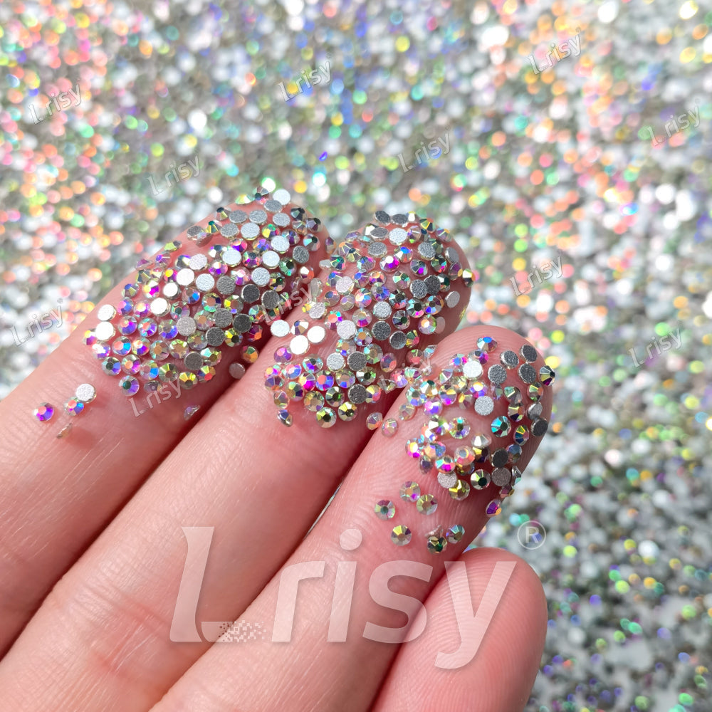 1.9-2.1mm Crystal Iridescent White Flat back Rhinestones FBRS031