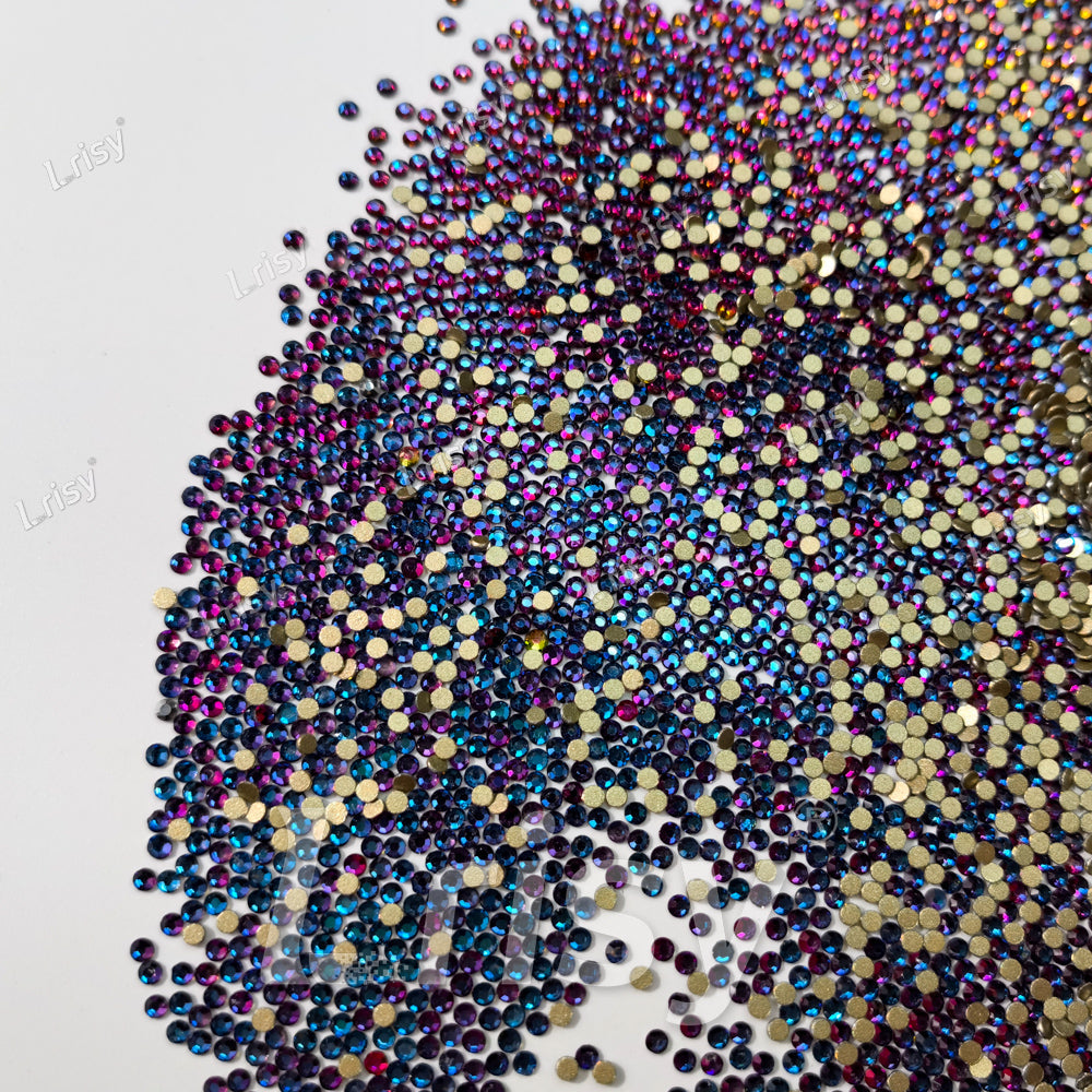 1.9-2.1mm Iridescent Blue To Purple Flat back Rhinestones FBRS033