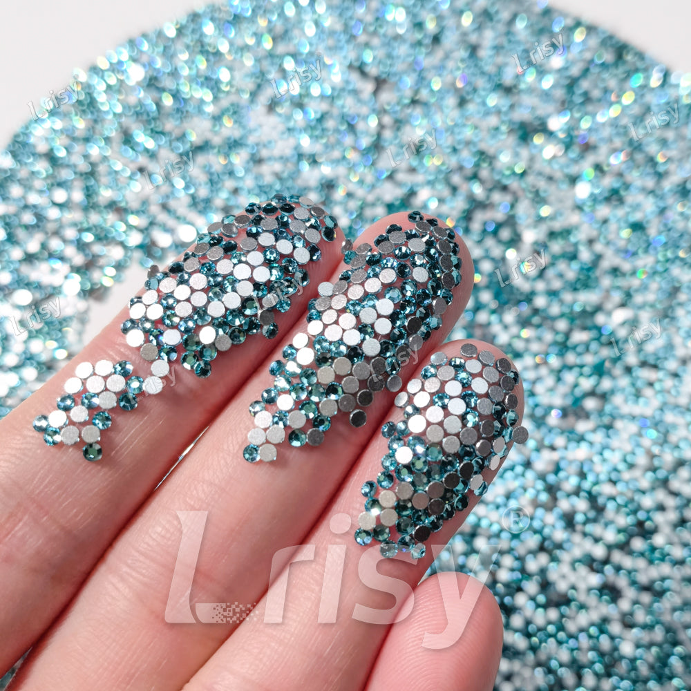 1.9-2.1mm Lake Blue (Aquamarine) Flat Back Rhinestones FBRS004