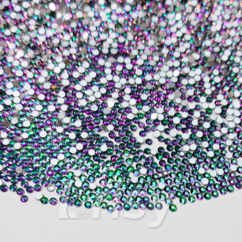 Flame Green To  Purple Flat Back Rhinestones FBRS042