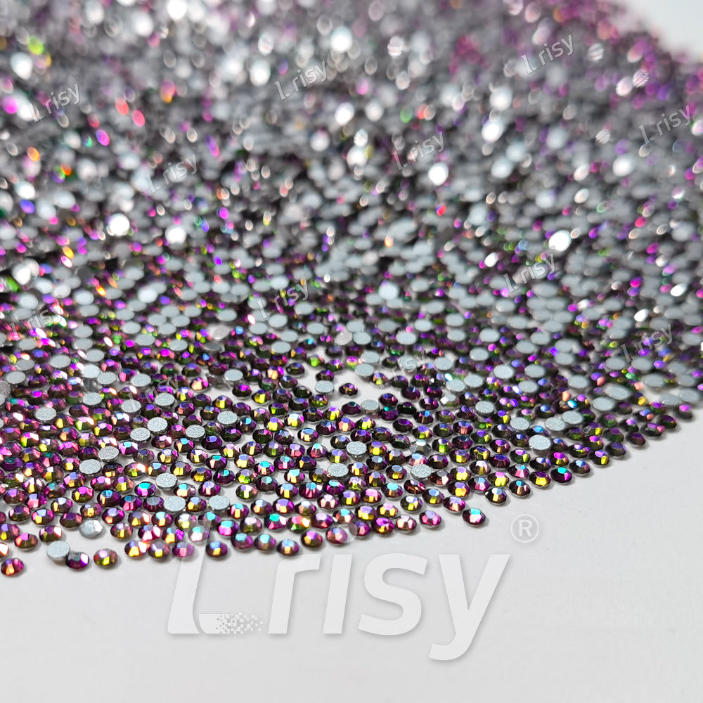 Flame Green To  Purple Flat Back Rhinestones FBRS042