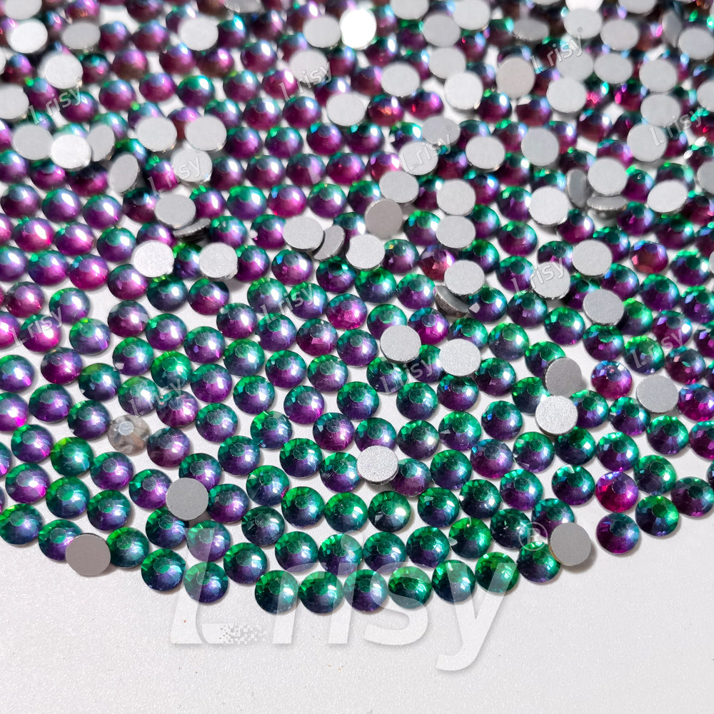 (O)Flame Green To Purple Flat back Rhinestones FBRS042