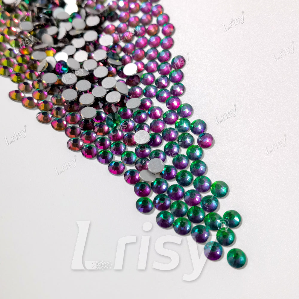 (O)Flame Green To Purple Flat back Rhinestones FBRS042
