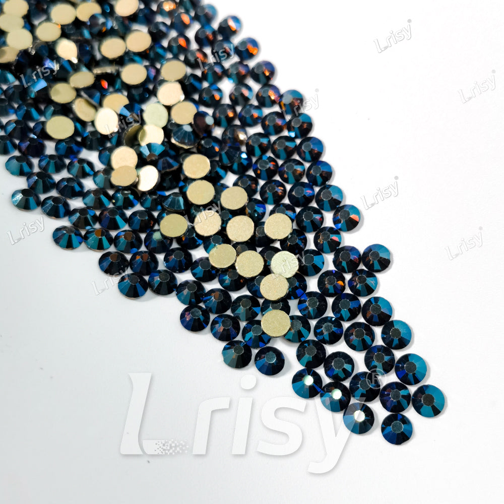Blue Phantom Golden Bottom Flat Back Rhinestones FBRS038
