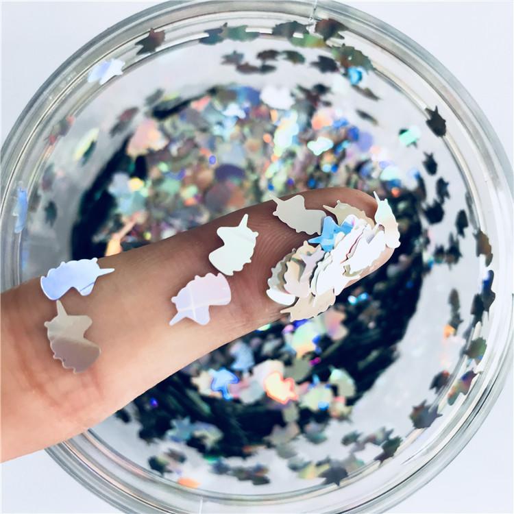 Unicorn Shapes Laser Silver Glitter LB0100