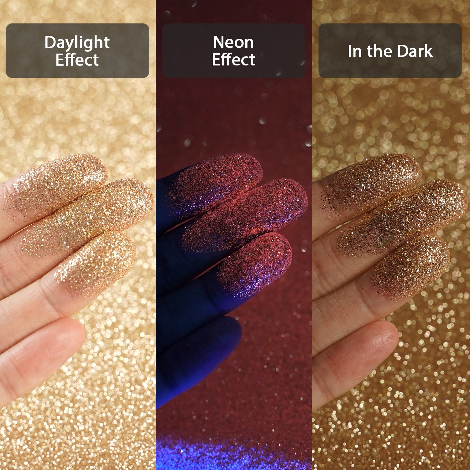 Lrisy 0.2mm Extra Fine Neon Light Punk Metallic Glitter Powder Soft Gold LR-ASC4