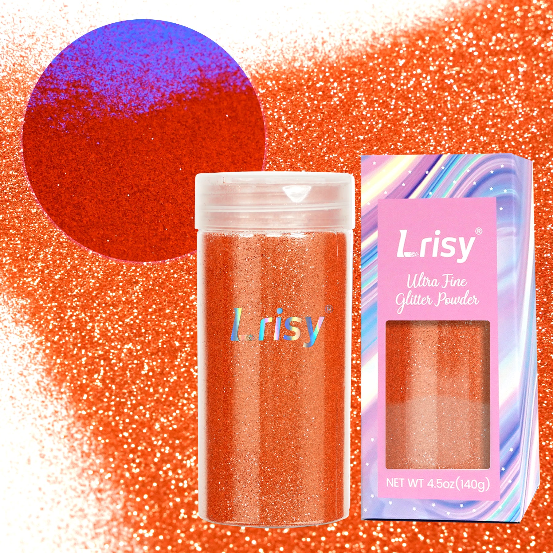 Lrisy 0.2mm Extra Fine Neon Light Punk Metallic Glitter Powder Orange LR-WL