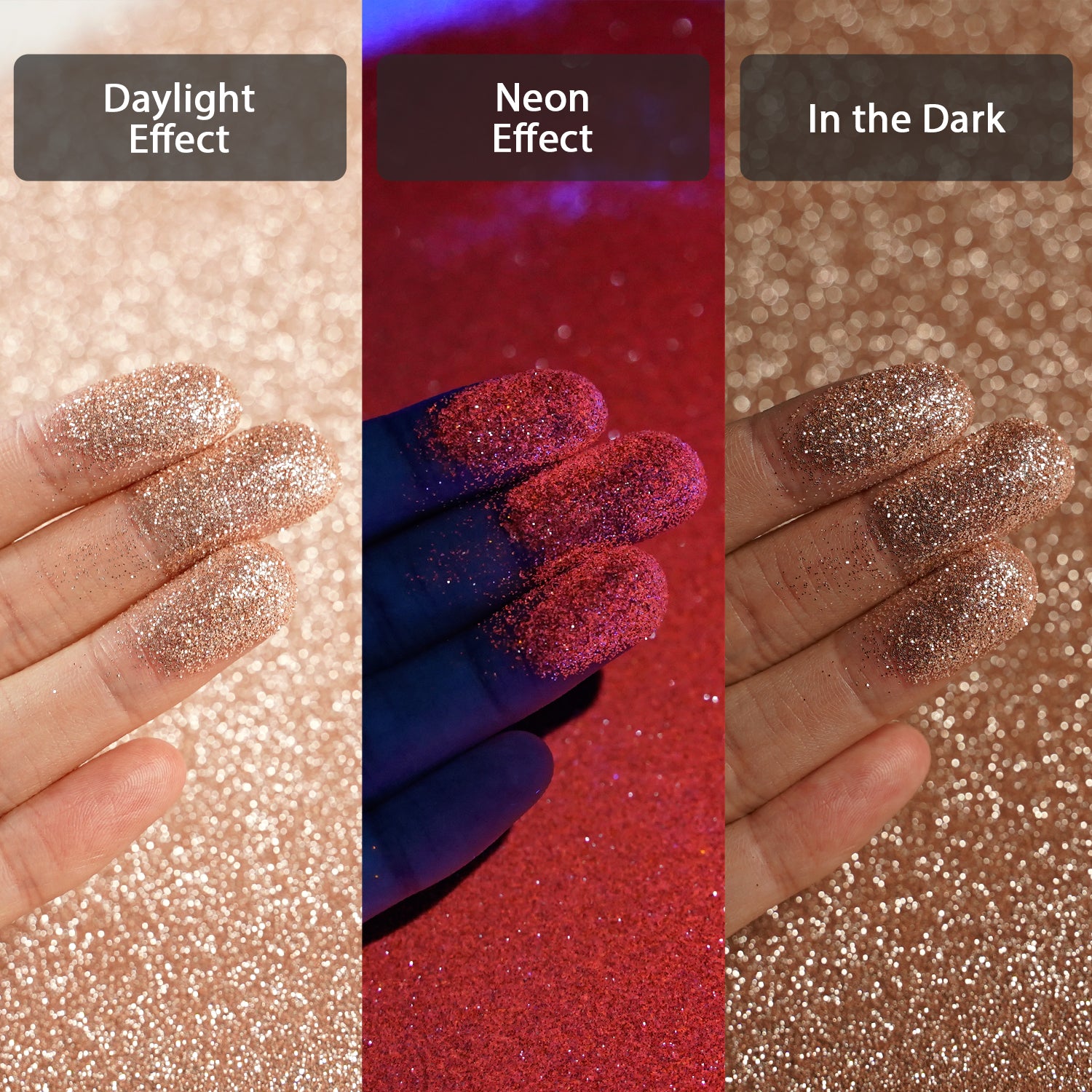 Lrisy 0.2mm Extra Fine Neon Light Punk Metallic Glitter Powder Bright Rose Gold LR-1605