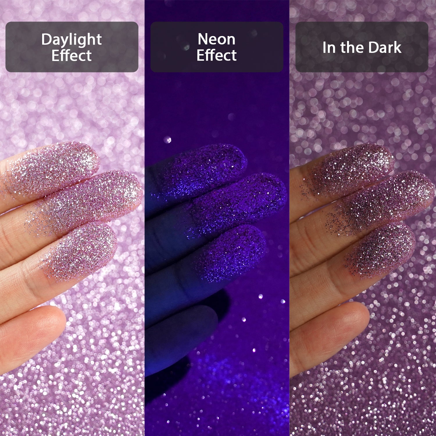 Lrisy 0.2mm Extra Fine Neon Light Punk Metallic Glitter Powder Light Purple LR-1610