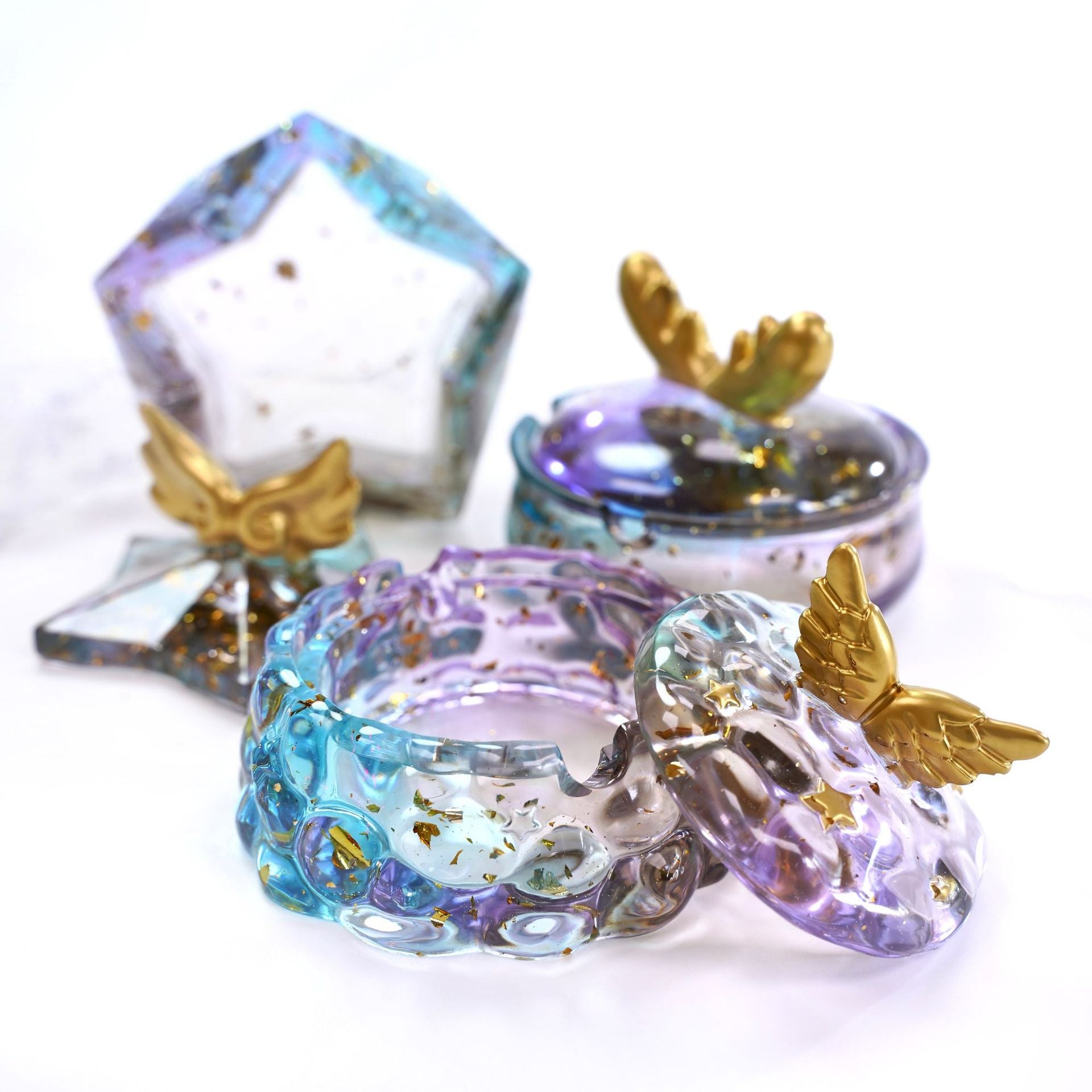 Pack of 3 Jewelry Storage Box With Small “Wings” Silicone Resin Mold
