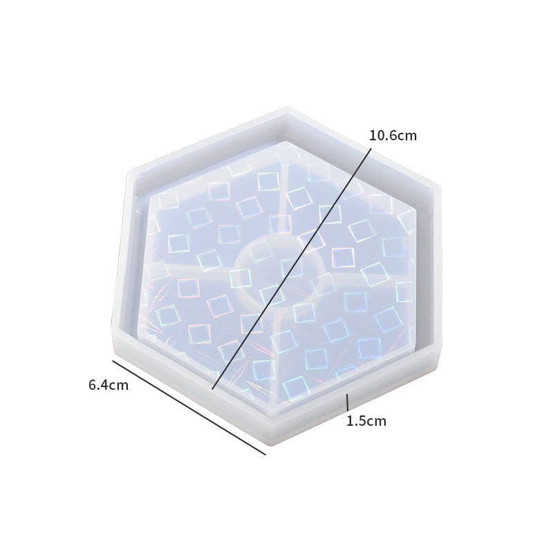 Pack of 4 Holographic Hexagonal Coaster Silicone Resin Mold