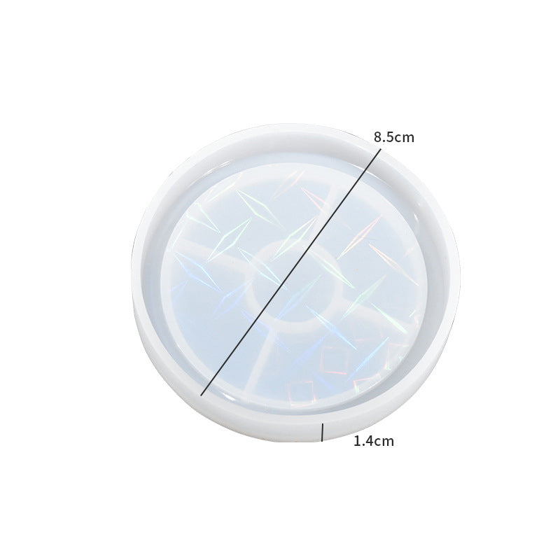Pack of 4 Holographic Round Coaster Silicone Resin Mold
