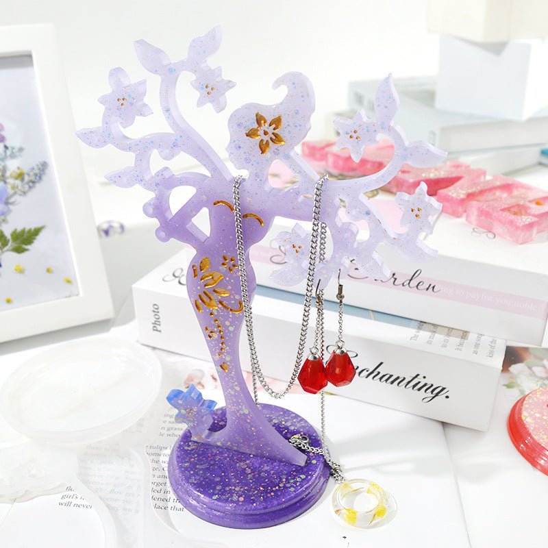 Graceful Girl Decoration Silicone Earring Necklace Shelf Resin Mold M-QZ-BLW002