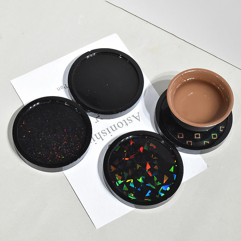 Pack of 4 Holographic Round Coaster Silicone Resin Mold