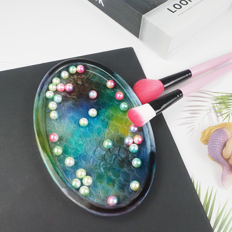 Fish Scale Oval Coaster Tray Resin Silicone Mold