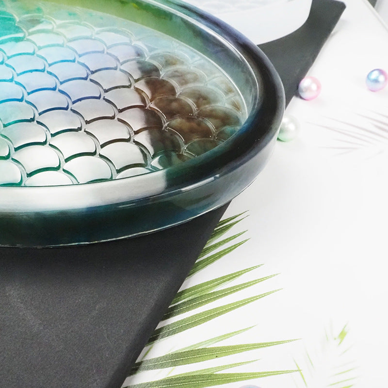 Fish Scale Oval Coaster Tray Resin Silicone Mold