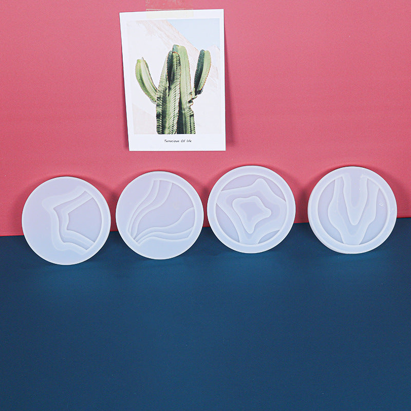 Pack of 4 DIY Round Casting Coaster Silicone Resin Mold M-DYYY-HDBD005