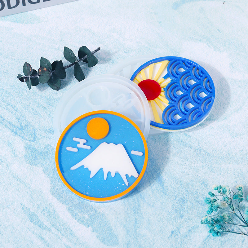 Pack of 2 DIY Mount Fuji Casting Coaster Silicone Resin Mold