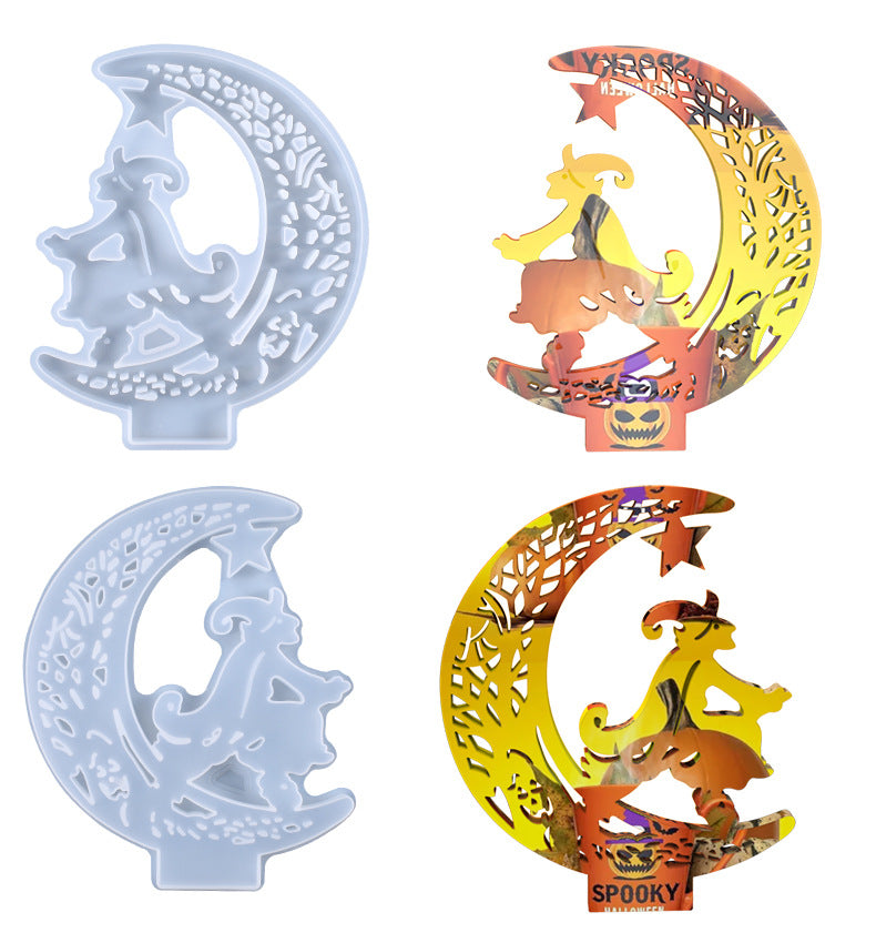 Hollow Out Halloween Witch Silicone Resin Mold M-LYY-YLP011