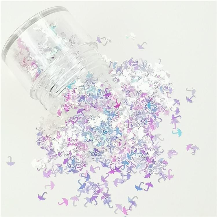 5mm Umbrella Shapes Dream Blue Glitter C004