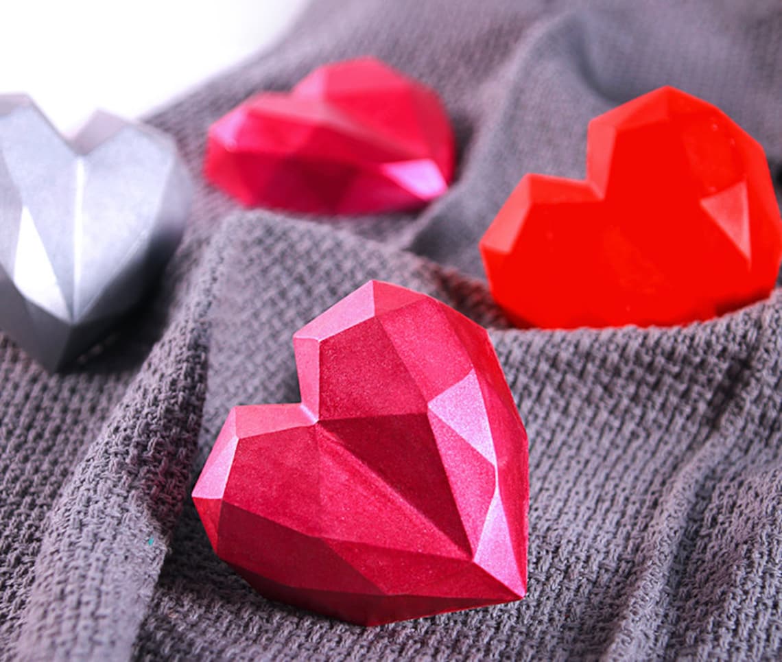 Faceted Heart Pack of 3 Silicone Resin Mold M-YMR-XXQM001