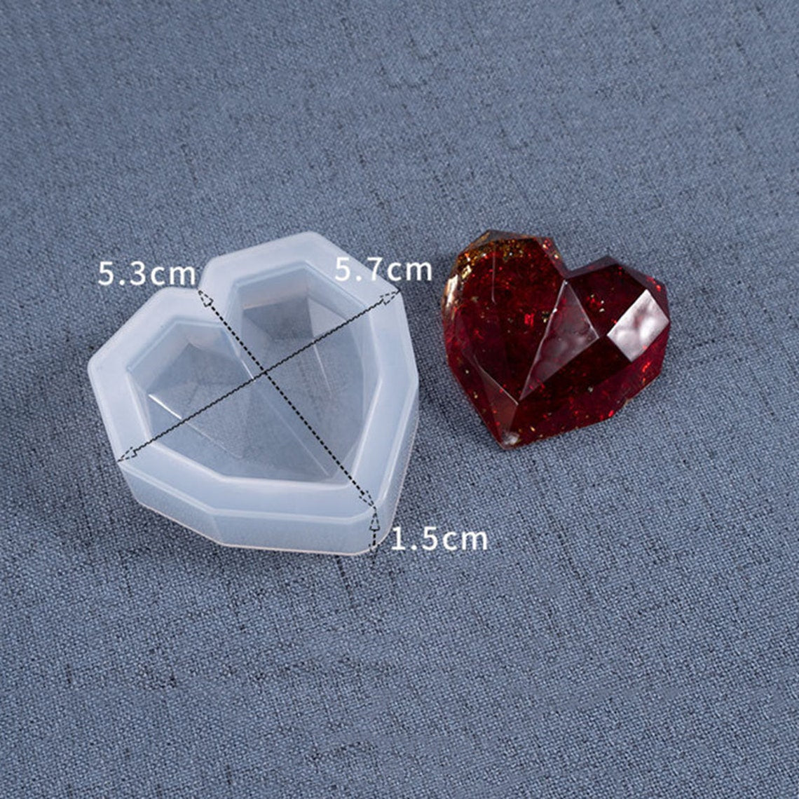 Faceted Heart Pack of 3 Silicone Resin Mold M-YMR-XXQM001