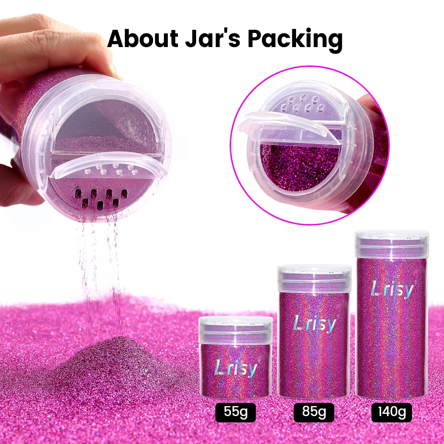 0.2/0.4mm Holographic and Fluorescent Light Pink Mixed High Brightness Glitter HL10