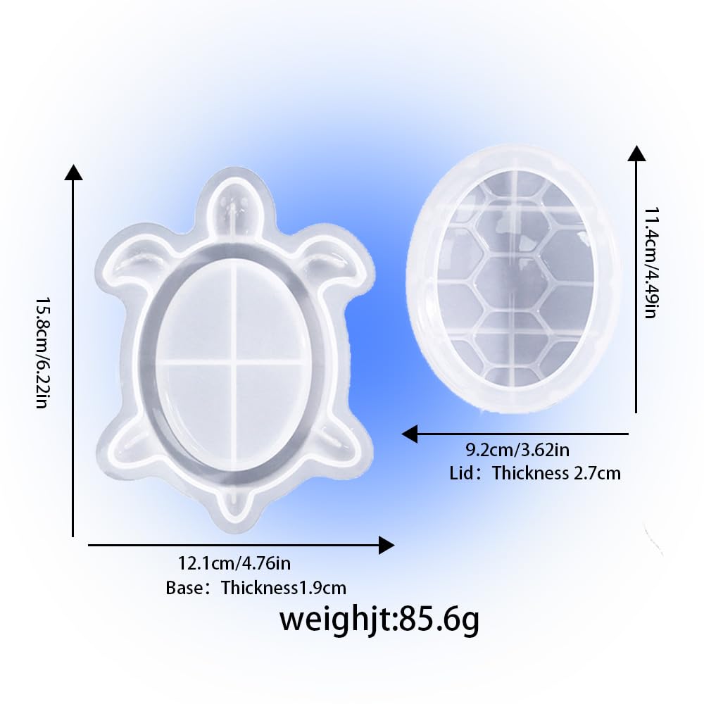 Sea Turtle Box Resin Mold with Lid - Turtle Silicone Mold for DIY Storage Box, Jewelry Holder, Trinket Dish & Resin Art