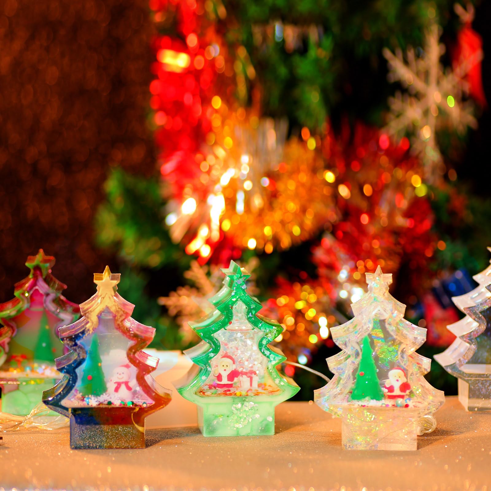 DIY Christmas Tree Quicksand Resin Mold Set with USB Light - Epoxy Craft Kit for Festive Home Decor and Gifts
