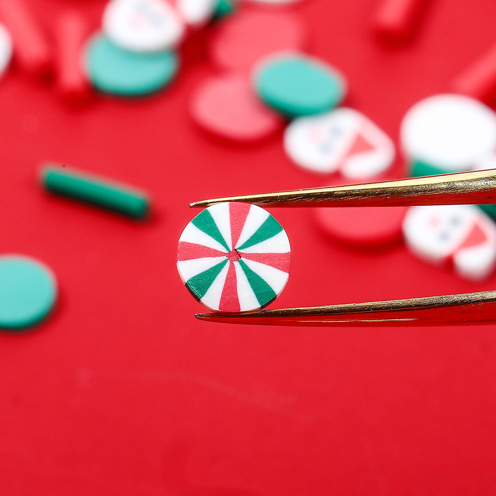 60g Polymer Clay Slices Set Slime Charms- 4 Styles (Pearl Christmas, Gingerbread, Snowflake, Snowman) in Plastic Storage Box for DIY Crafts