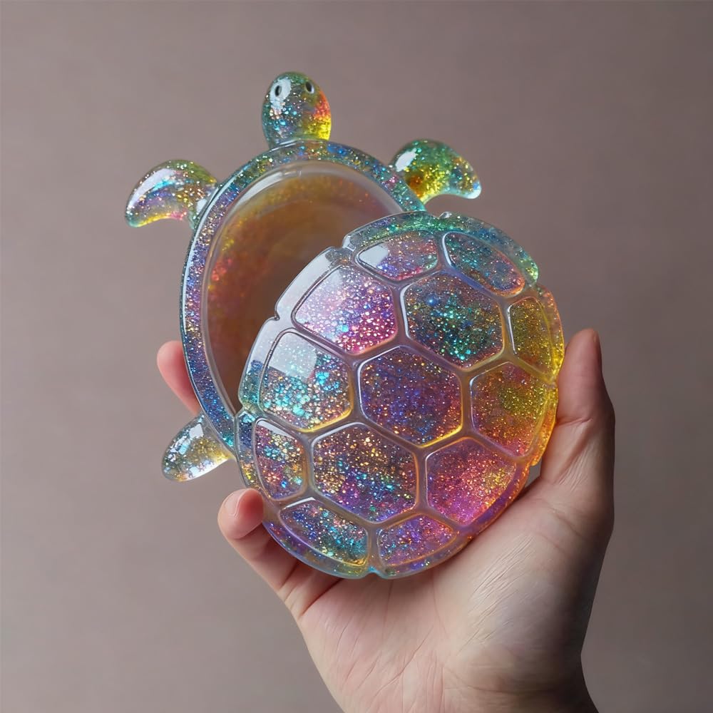 Sea Turtle Box Resin Mold with Lid - Turtle Silicone Mold for DIY Storage Box, Jewelry Holder, Trinket Dish & Resin Art