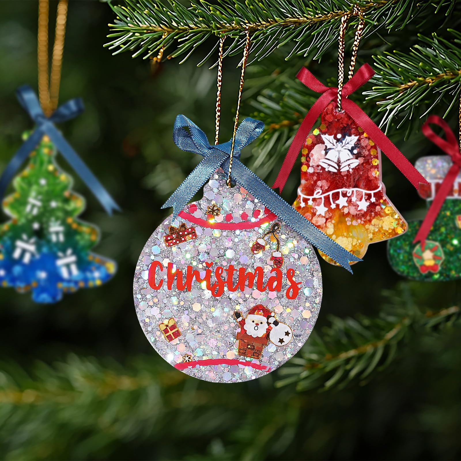 Christmas Resin Molds Silicone - 16-Cavity 3 Inch Large Ornament Molds for Resin Art, Keychains & Tree Decorations