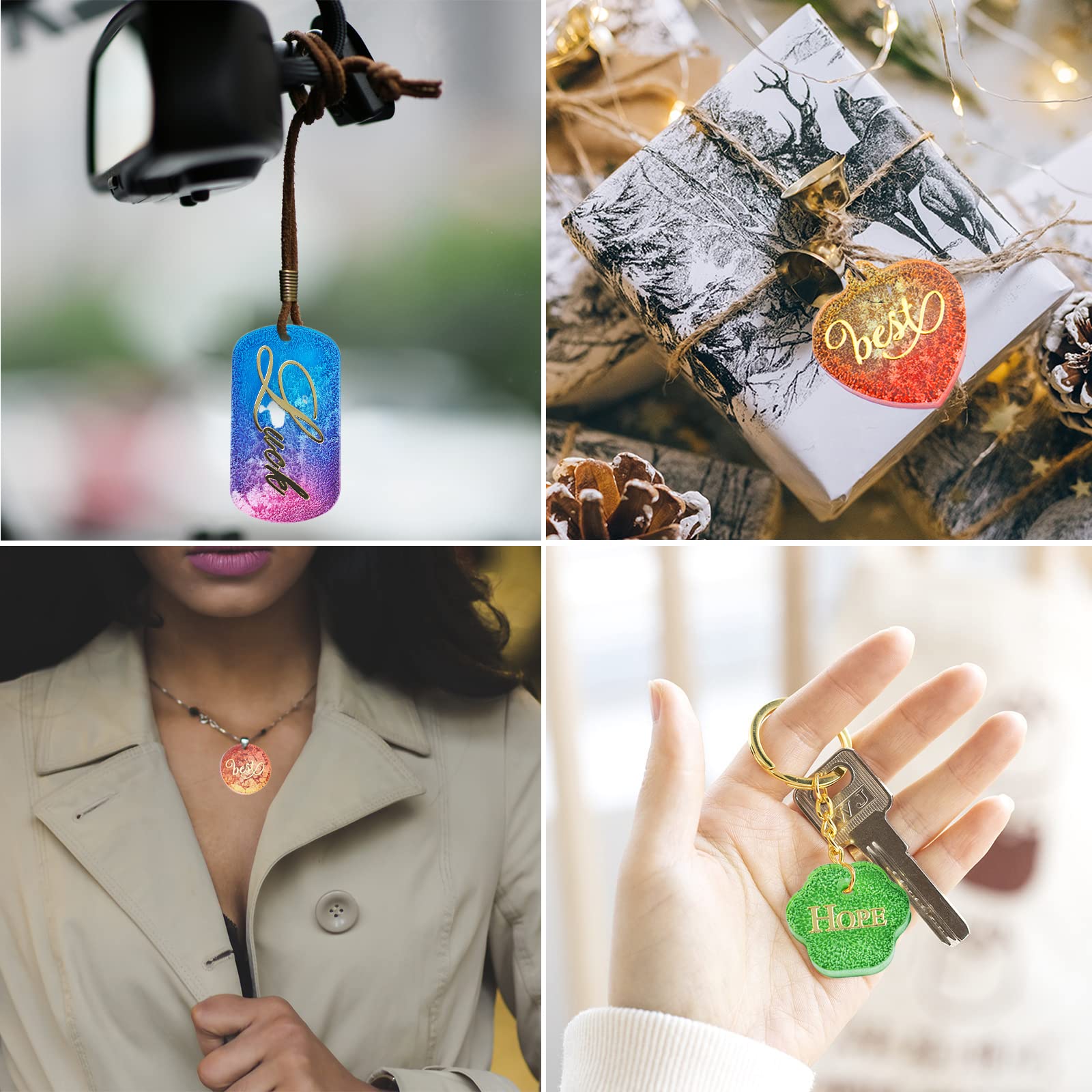 Pet Tag Silicone Mold Set - Cute DIY Keychain Molds for Resin, Epoxy, Polymer Clay | Dog Bone, Cat, Heart & Paw Shapes