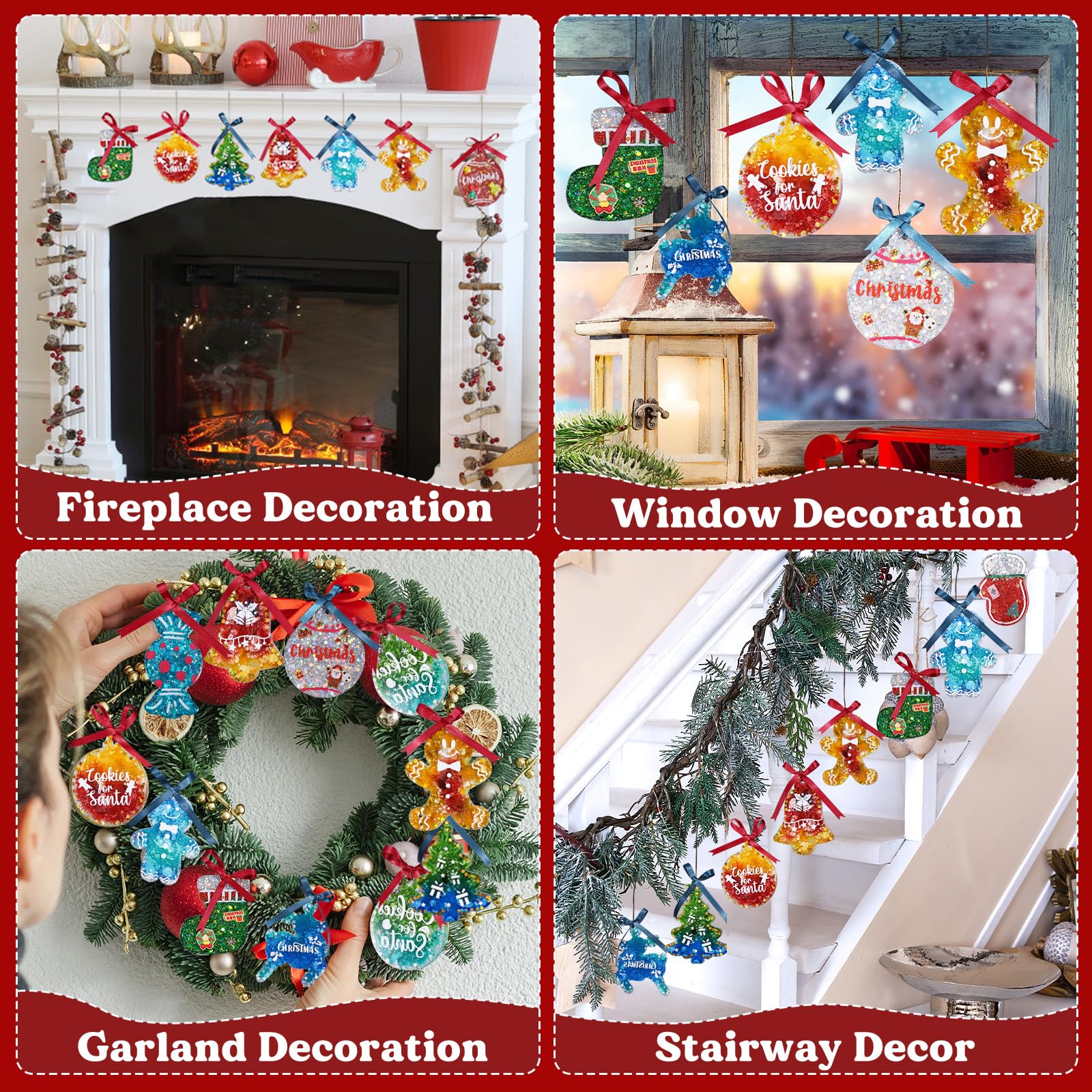 Christmas Resin Molds Silicone - 16-Cavity 3 Inch Large Ornament Molds for Resin Art, Keychains & Tree Decorations