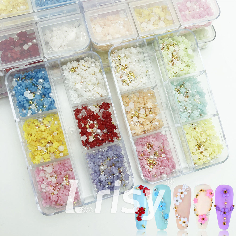 Small Resin Flowers Nail Art Decoration | 3D Resin Flower Designs | Multiple Colors Available