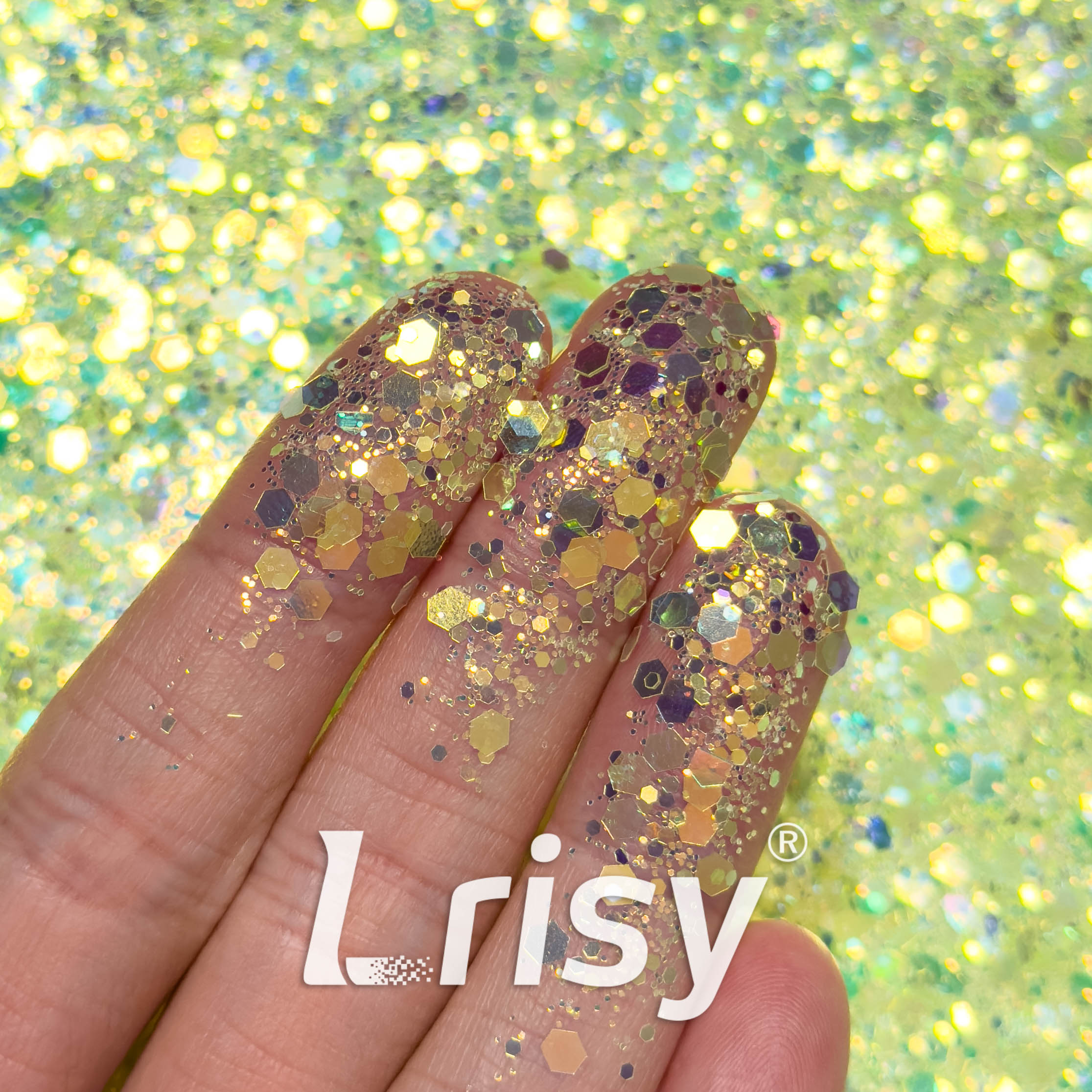 General Mixed High Brightness Iridescent Lemon Yellow Glitter HX1806