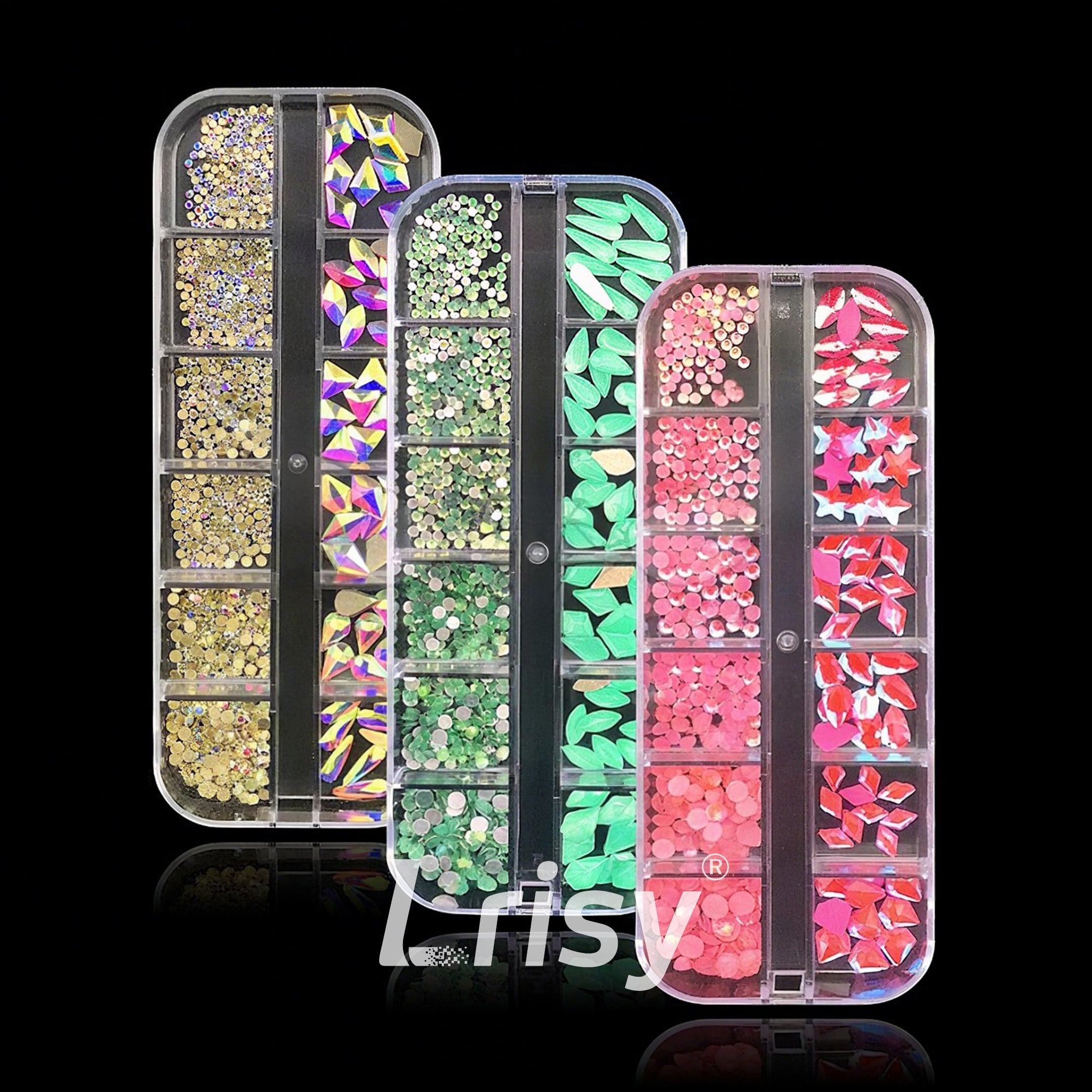 Lrisy Mix Size Nail Art Crystal Rhinestone Kit | Multi-Shape Flatback Gems | Nail Decoration Accessories