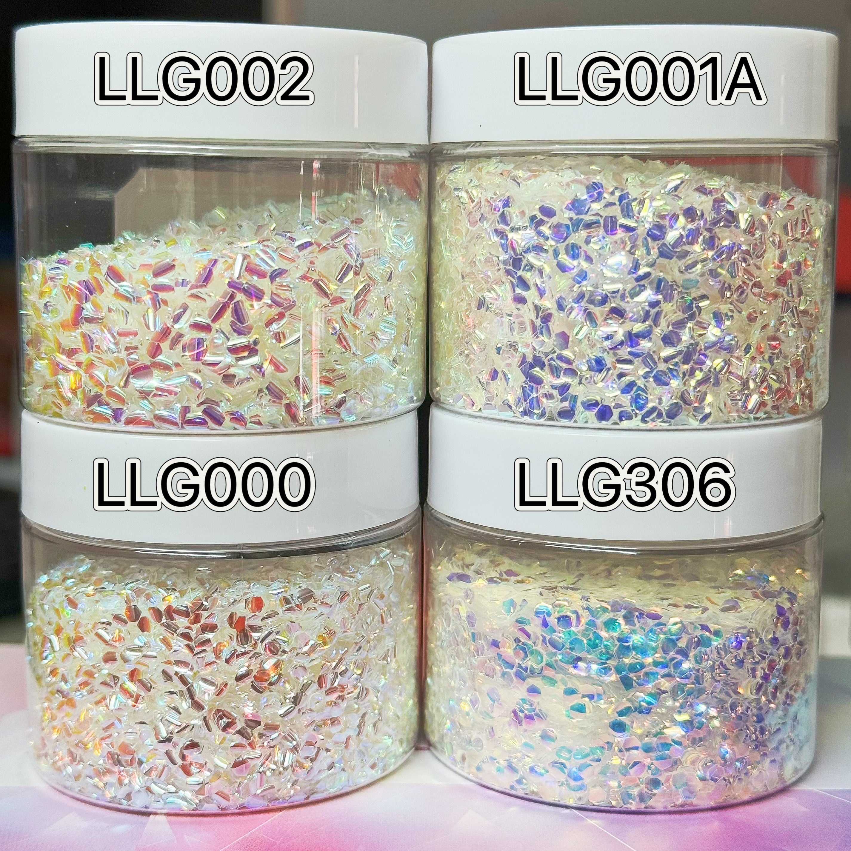 2mm Translucent Purple Yellow and White 3D Concave Stereo Hexagon Glitter LLG002