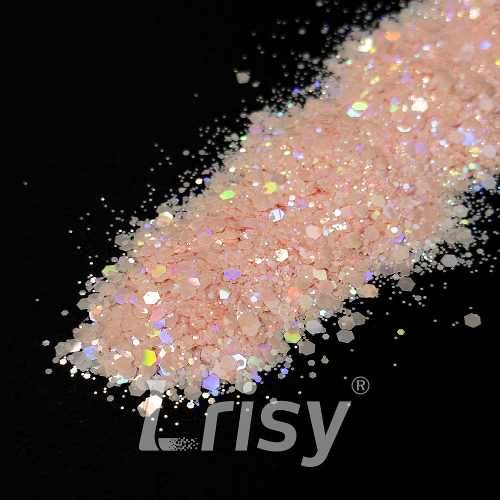 Pastel Holographic Coral Pink Glitter HLD05