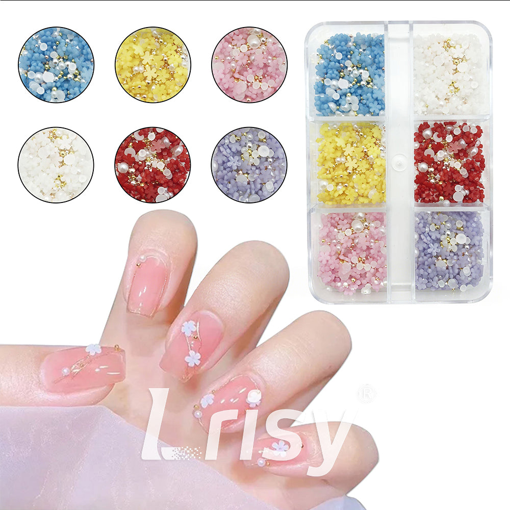 Small Resin Flowers Nail Art Decoration | 3D Resin Flower Designs | Multiple Colors Available