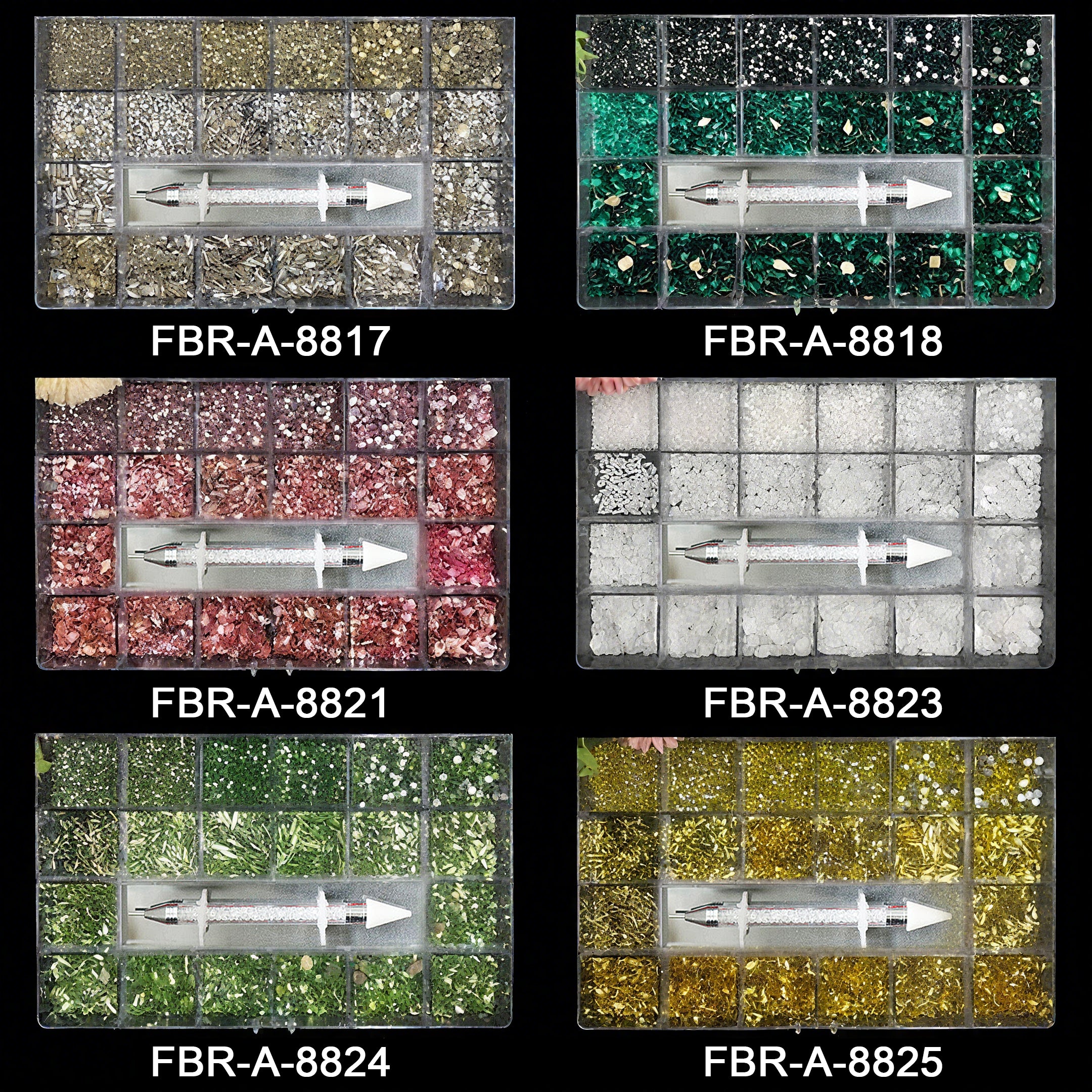 B1 High-Quality Multi-Shape Glass Crystal Flatback Decorations | 14 Styles + 6 Sizes | Includes Picker