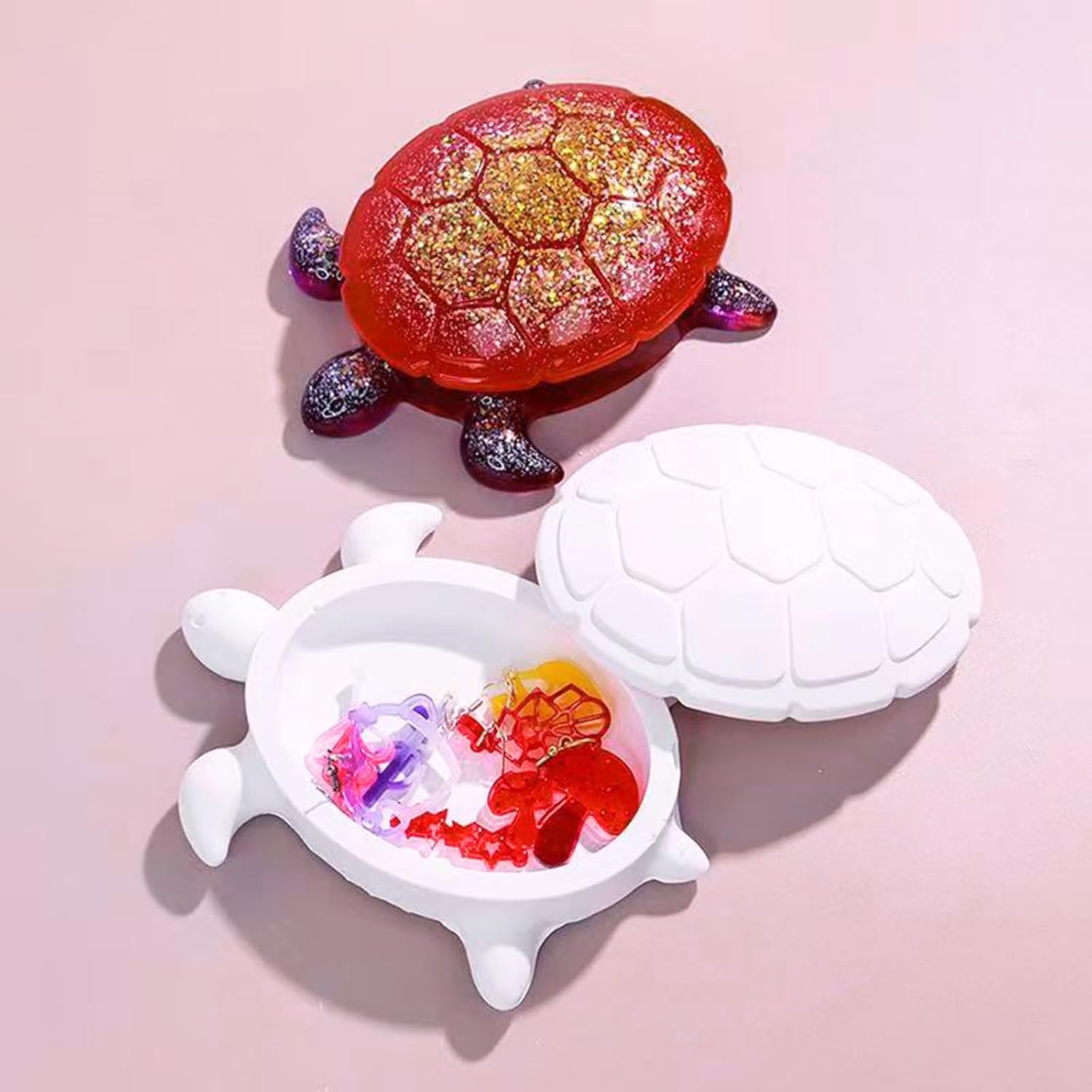 Sea Turtle Box Resin Mold with Lid - Turtle Silicone Mold for DIY Storage Box, Jewelry Holder, Trinket Dish & Resin Art