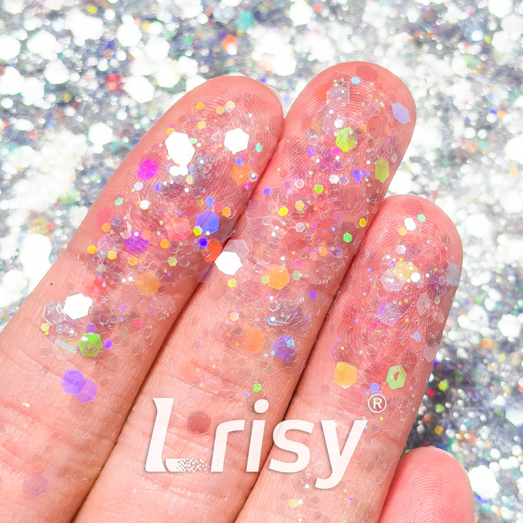 General Mixed Holographic Grey Glitter Hexagon Shaped HX6905