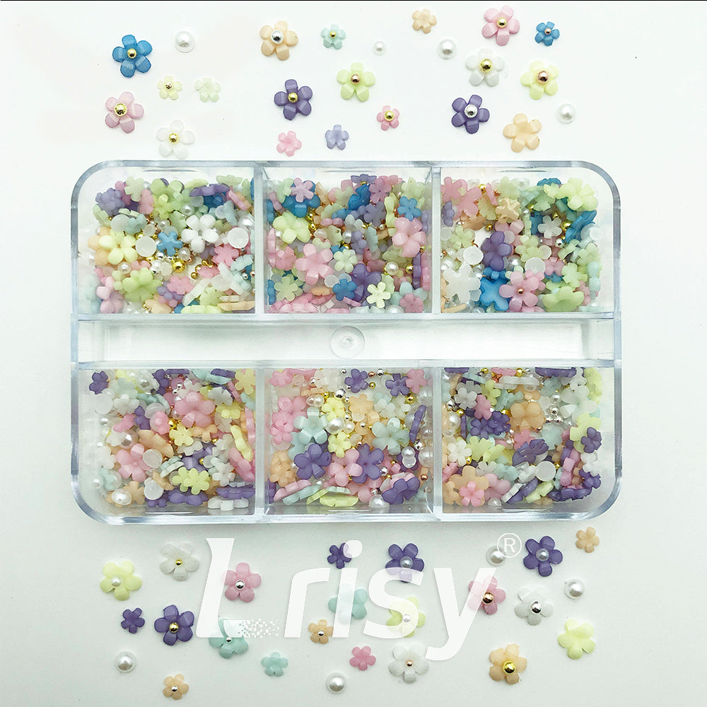 Small Resin Flowers Nail Art Decoration | 3D Resin Flower Designs | Multiple Colors Available
