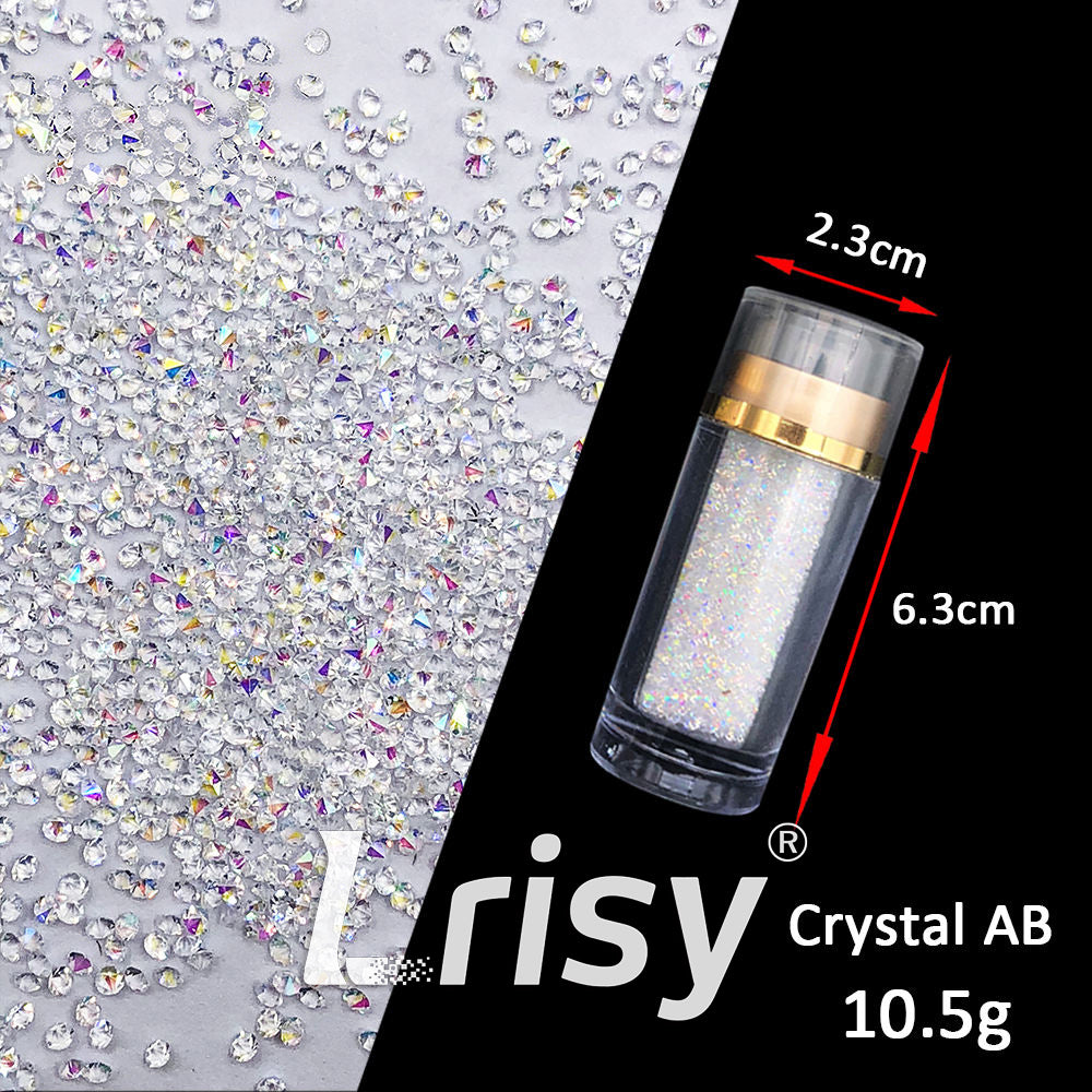 High-Quality 1MM Mini Tiny Micro Crystal AB Nail Stones Rhinestones | Pointback Rhinestones | Non-Hotfix Glue-on | Multiple Sizes Available