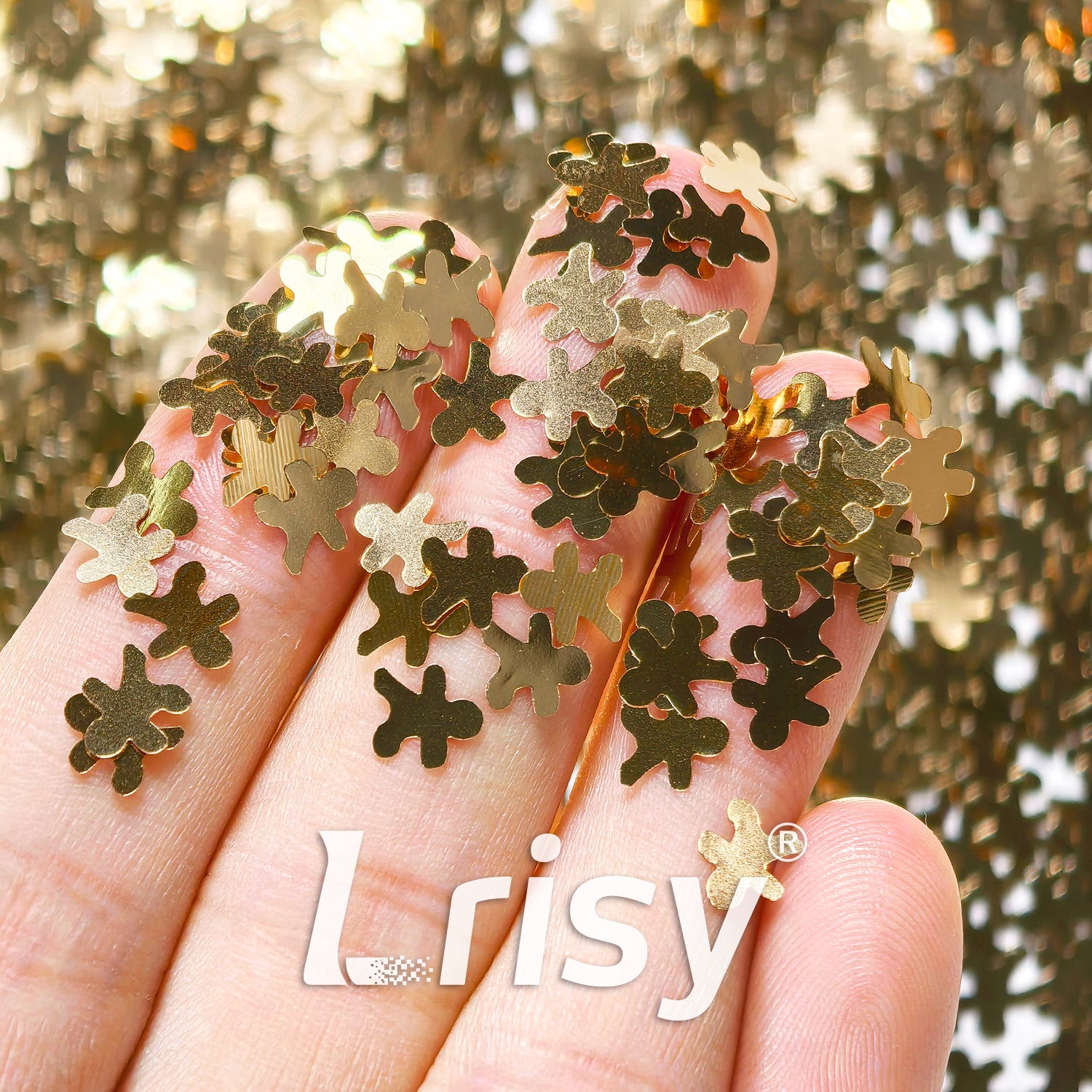 6mm Sand Gold Gingerbread Man Shaped Glitter B0213