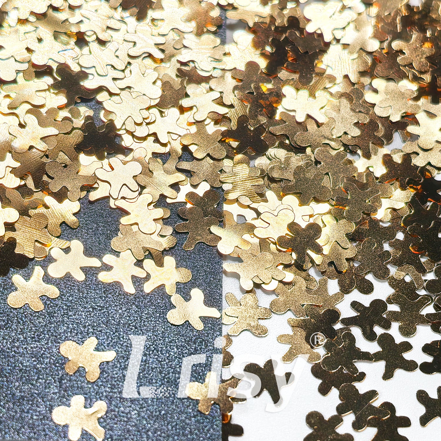 6mm Sand Gold Gingerbread Man Shaped Glitter B0213